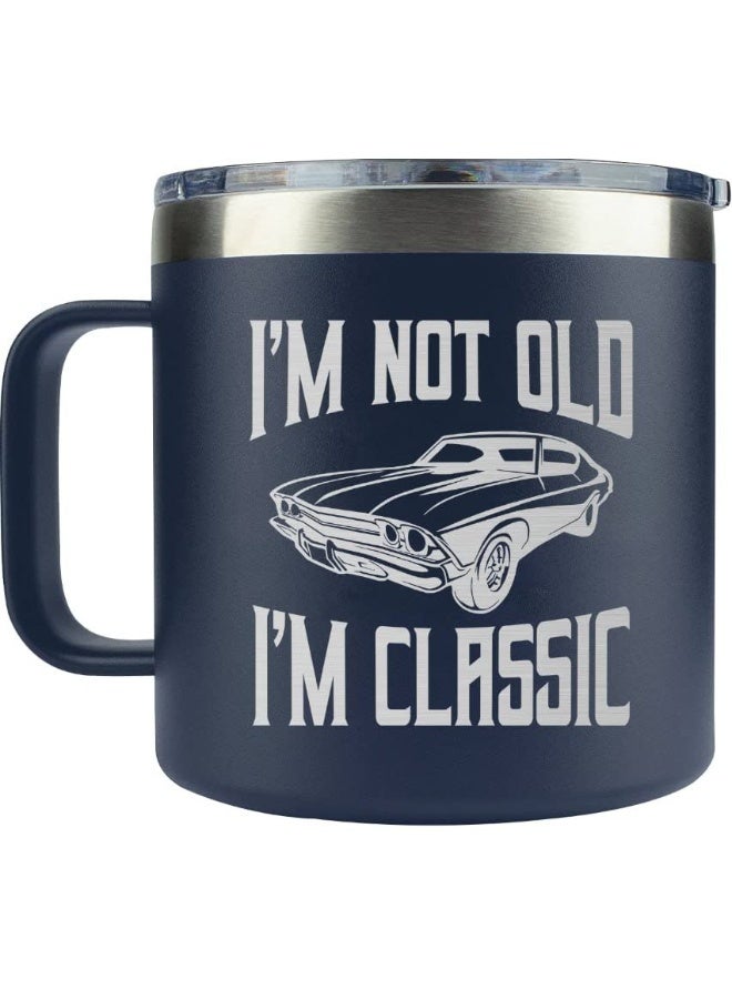 AMAZPRINTS Gifts for Dad from Daughter, Son, Kids on Fathers Day, Christmas - Grandpa Gifts for Christmas - Birthday gifts for Grandpa - Dad Birthday gifts - Funny Mug 14oz, Navy Insulated Stainless Steel - Image 1